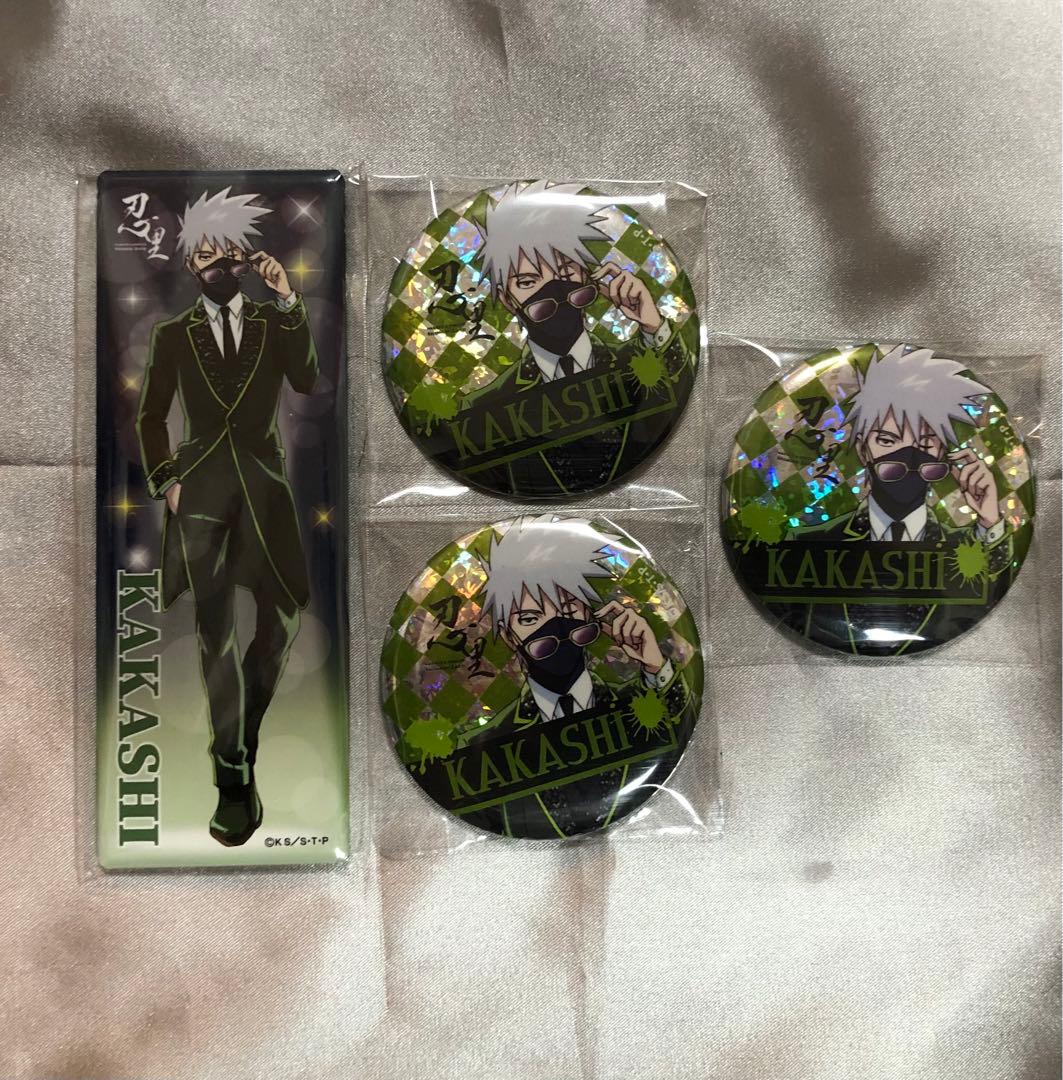 NARUTO はたけカカシ　忍里　火影岩　ロング缶バッジ　ホロ缶バッジ