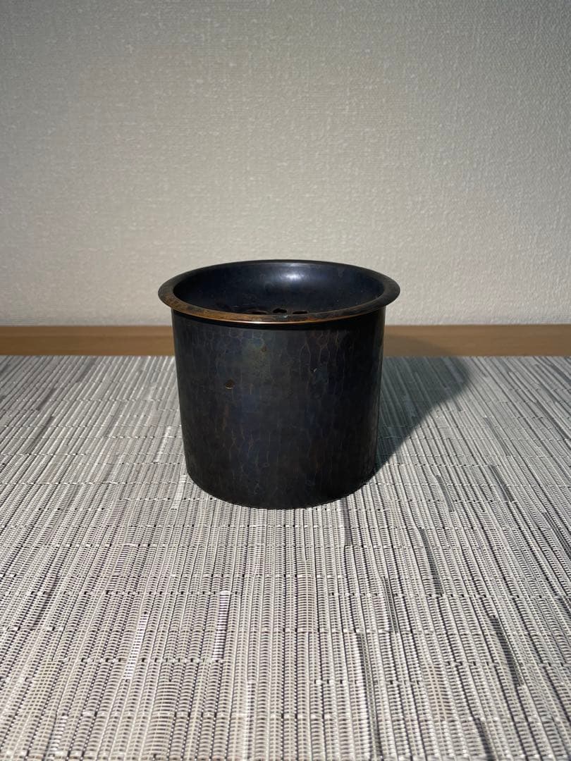 0297 玉川堂 茶こぼし 鎚起銅器 筒形蓋付建水