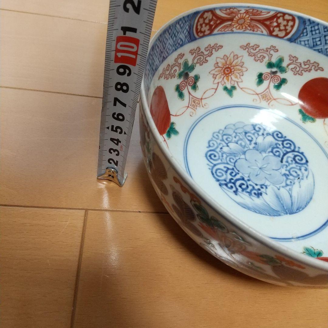 古伊万里、赤玉、金彩、丸鉢、１９センチ