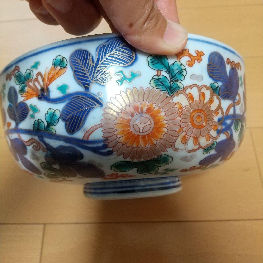 古伊万里、赤玉、金彩、丸鉢、１９センチ