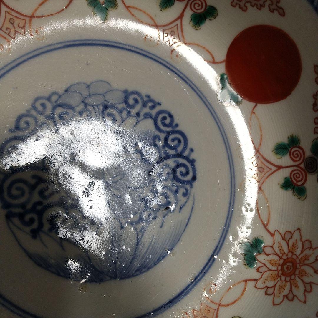 古伊万里、赤玉、金彩、丸鉢、１９センチ