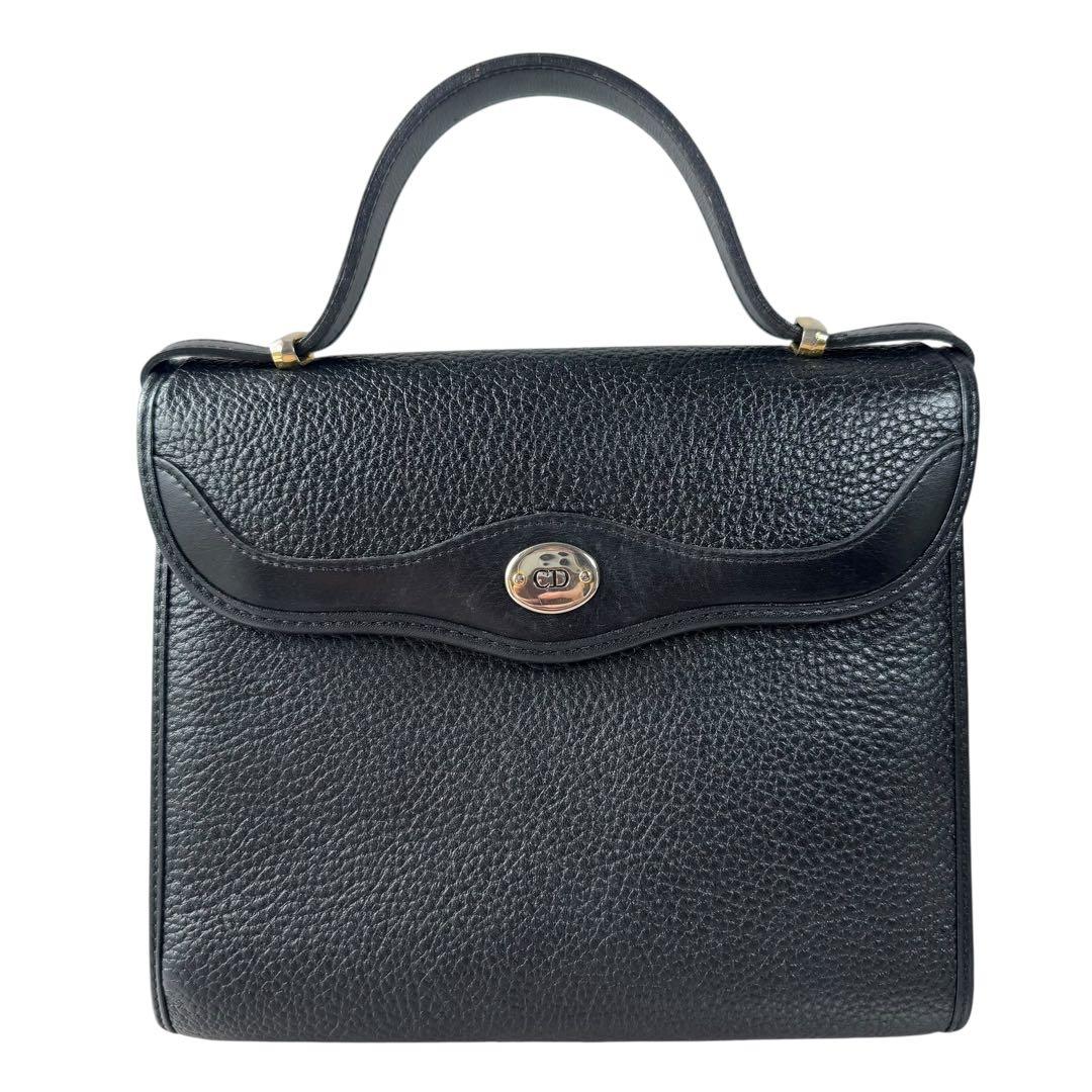 クリスチャンディオール　ハンドバッグ　レザー　ブラック