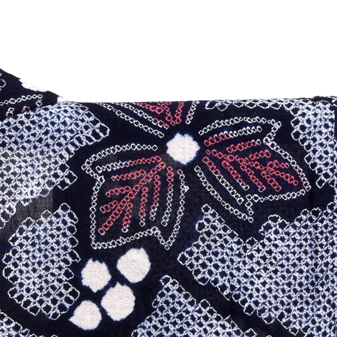 浴衣　有松鳴海絞り　葡萄　リーフ　流水　着物　063a d