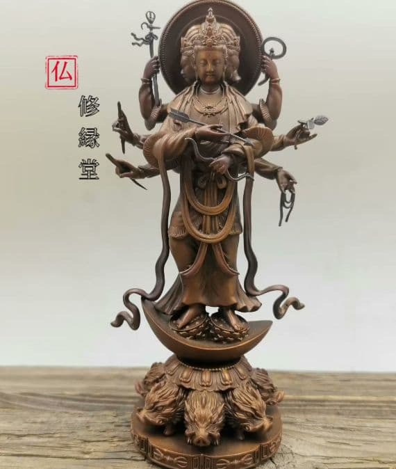 【修縁堂】真言宗 仏教法具 レトロです 摩利支天 魔除け銅製法器法具