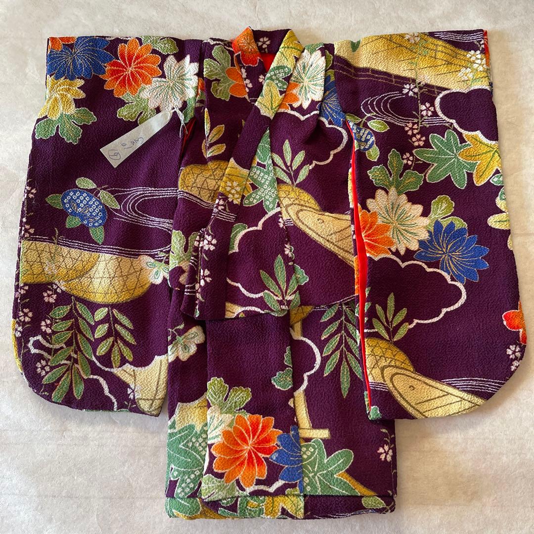 古布　縮緬　しだれ桜　人形の着物　10号　120710