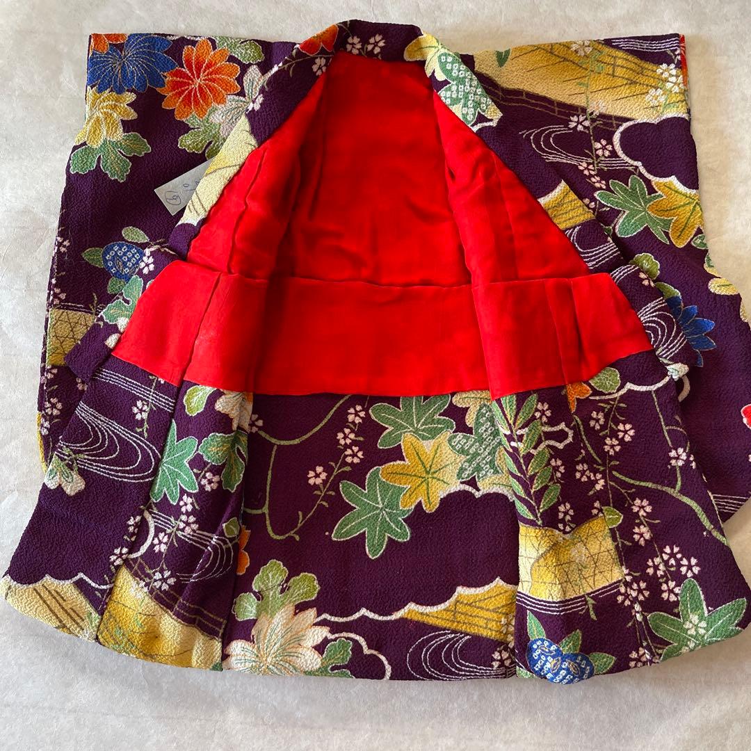 古布　縮緬　しだれ桜　人形の着物　10号　120710