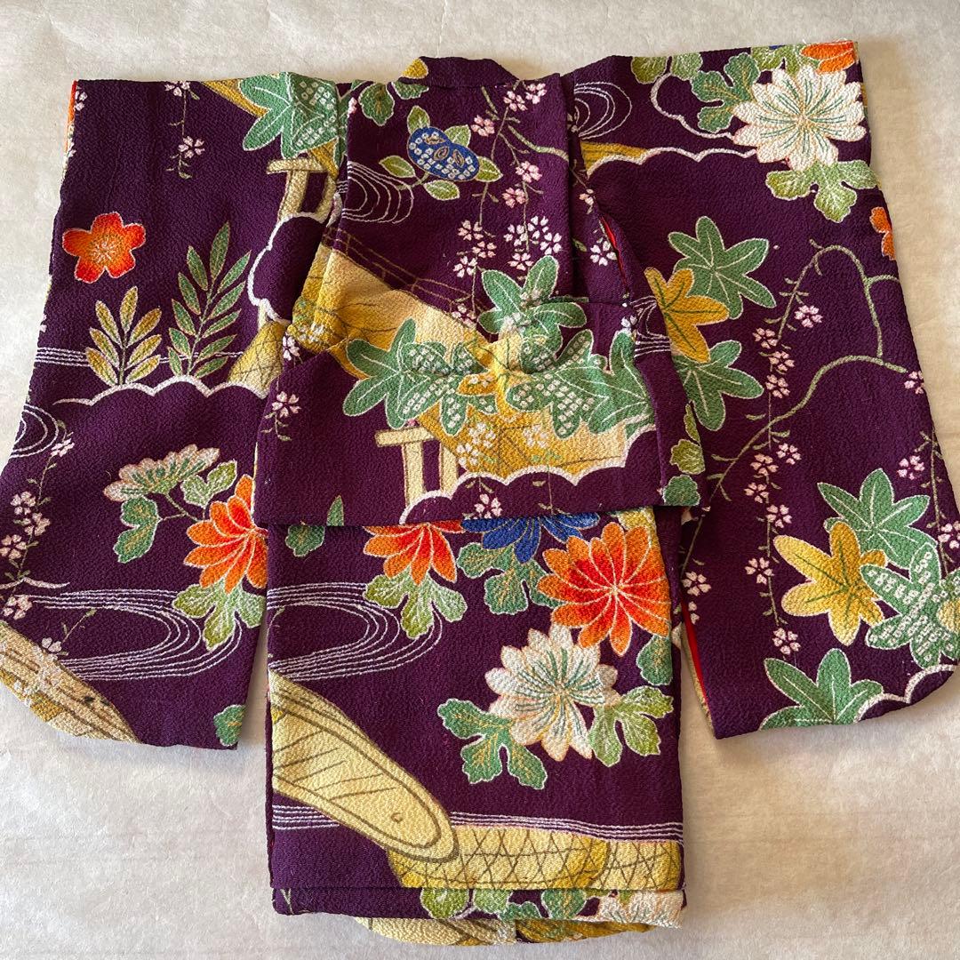 古布　縮緬　しだれ桜　人形の着物　10号　120710