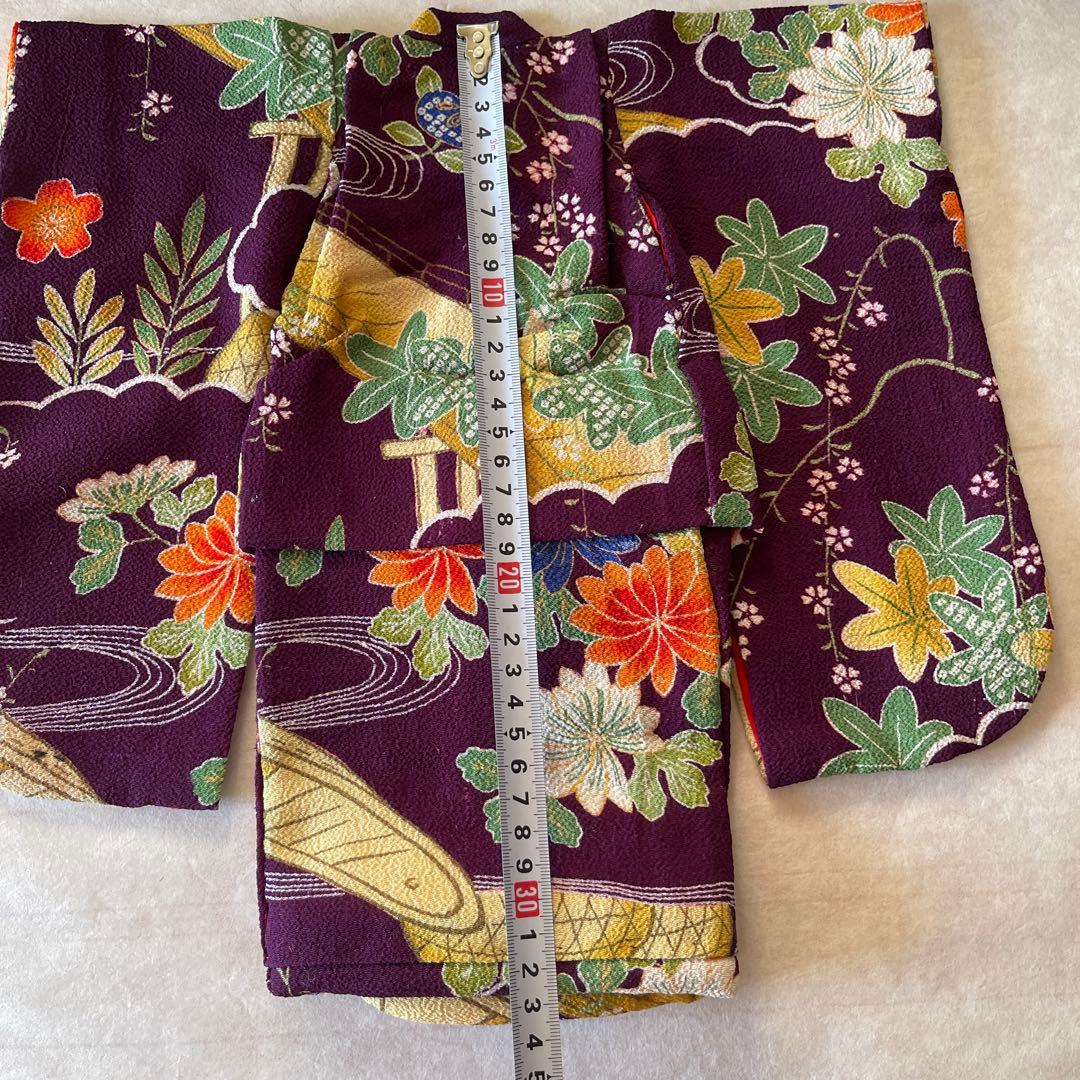 古布　縮緬　しだれ桜　人形の着物　10号　120710