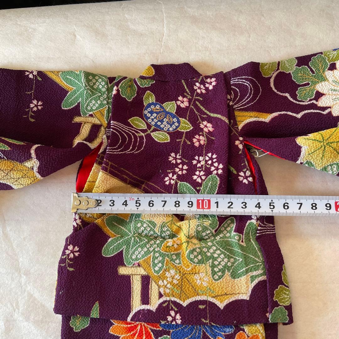 古布　縮緬　しだれ桜　人形の着物　10号　120710