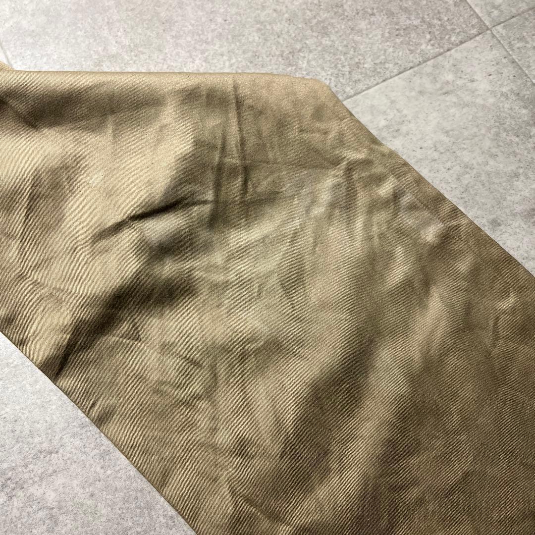 70sフランス軍チノトラウザー片ポケフラップ無ベージュ薄茶ユーロ古着｜雰囲気抜群