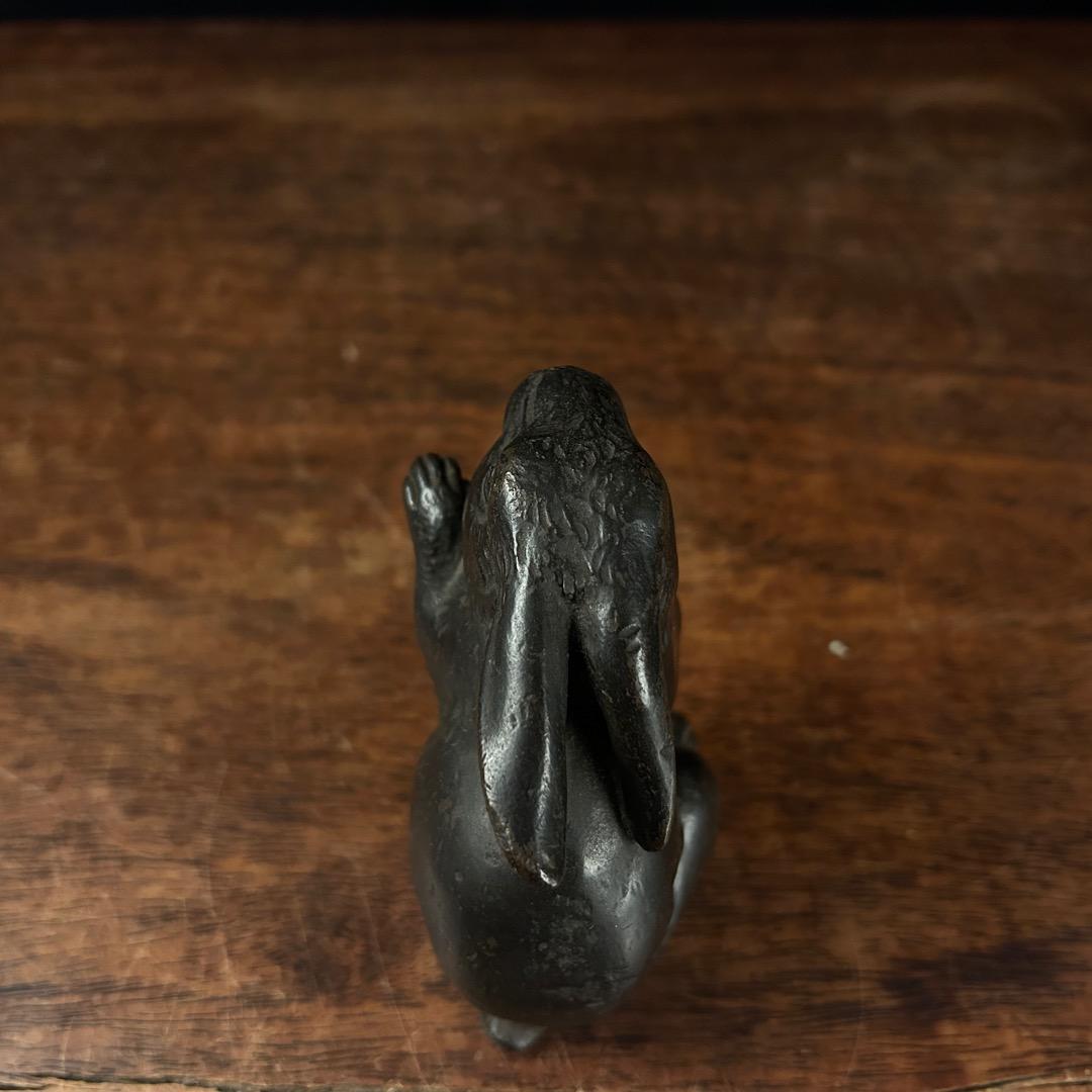 中国古美術　古銅 兎 置物Q-940