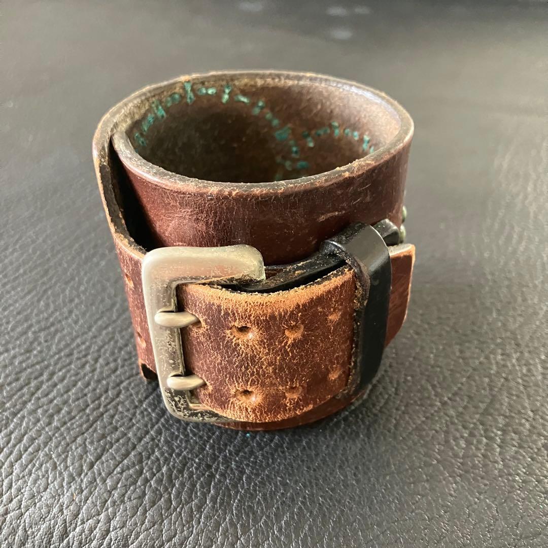 WOLF'SHEAD ウルフズヘッド 70mmサークルスタッズ ブレスレット 茶