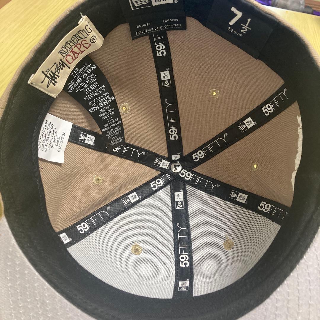 ハルノ　美品Stüssy 59FIFTY ベージュ キャップ 7 1/2