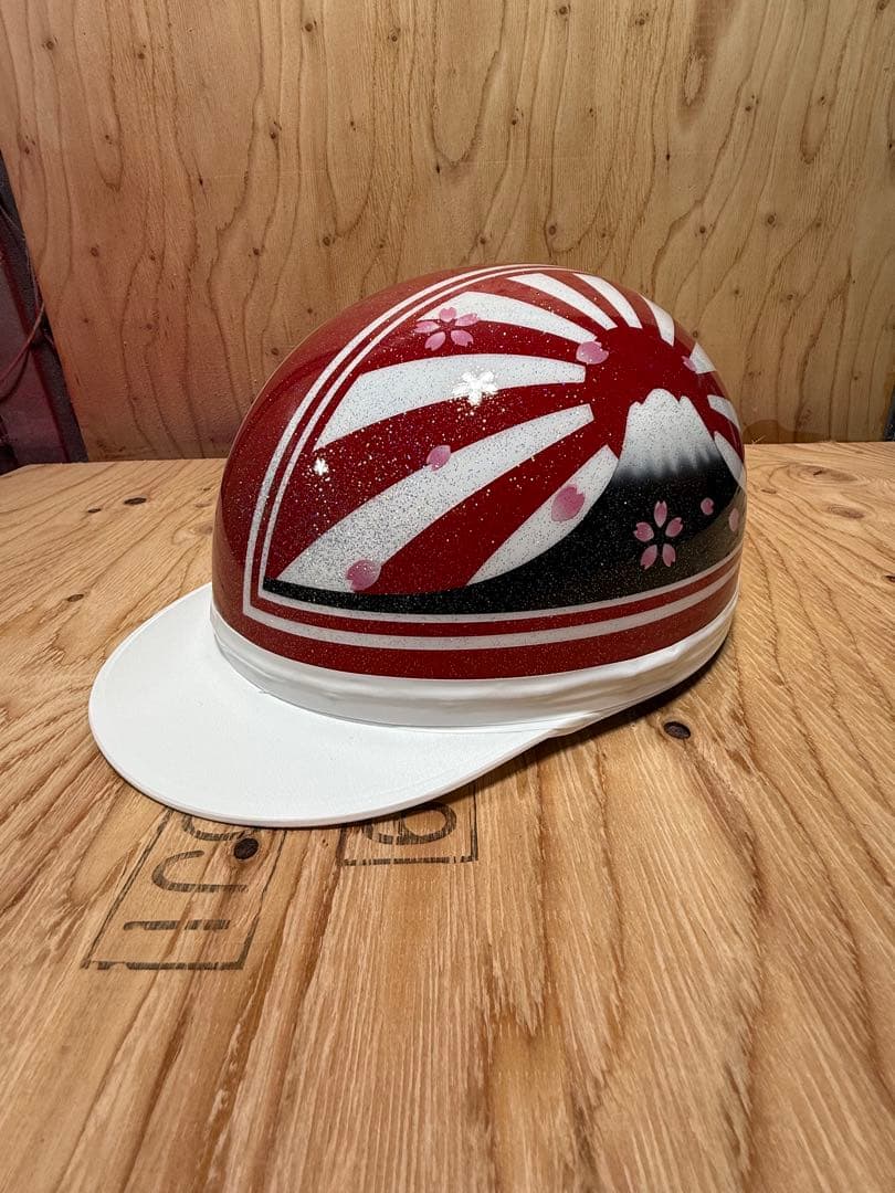 富士山　桜　紅白　虹色ラメ仕上げ　コルク半