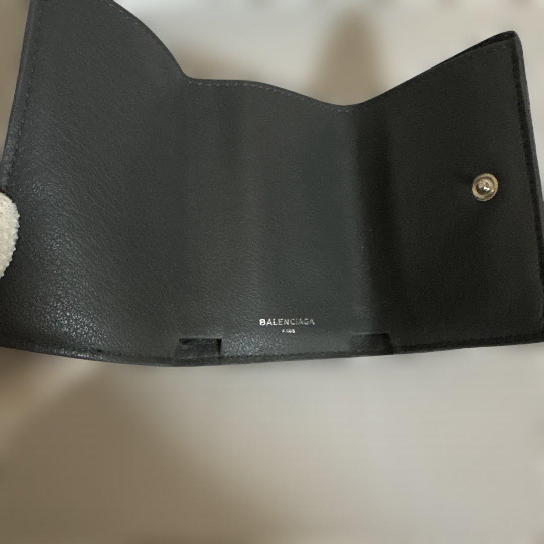 BALENCIAGA ダークグレー　三つ折り財布　ミニ財布　ミニウォレット