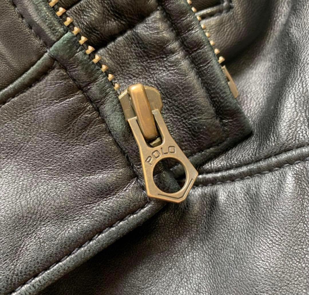 【極上】ポロラルフローレン　スイングトップ レザージャケット　ブラック