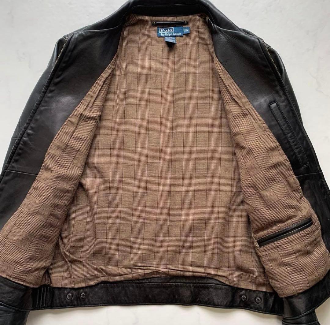 【極上】ポロラルフローレン　スイングトップ レザージャケット　ブラック