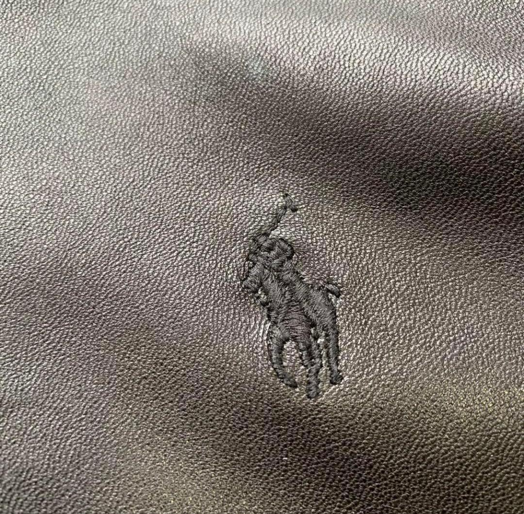 【極上】ポロラルフローレン　スイングトップ レザージャケット　ブラック