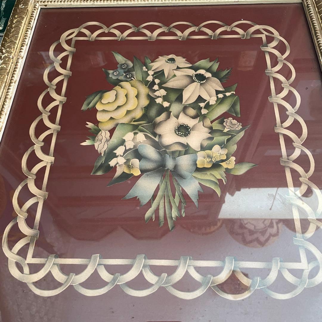 希少品！50's〜アメリカアンティーク　花の壁掛け　USAヴィンテージ雑貨蚤の市