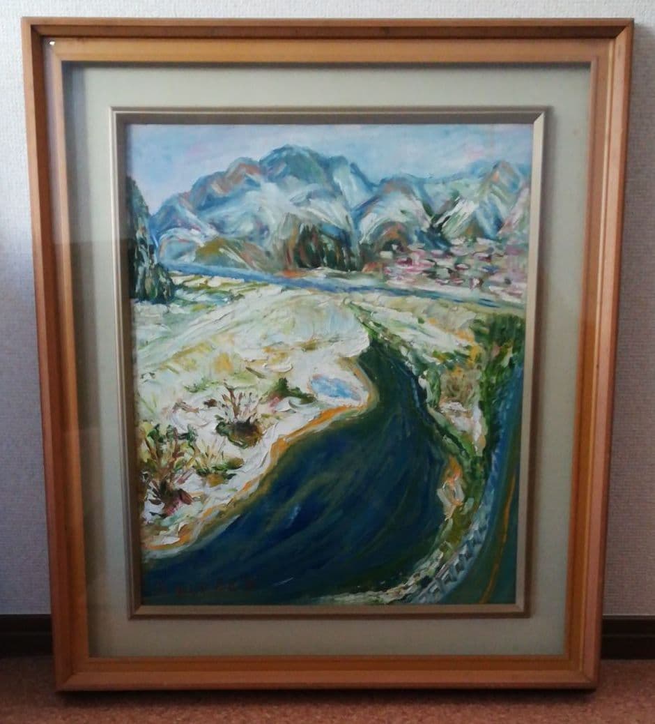 額装　額絵　風景画　サインあり