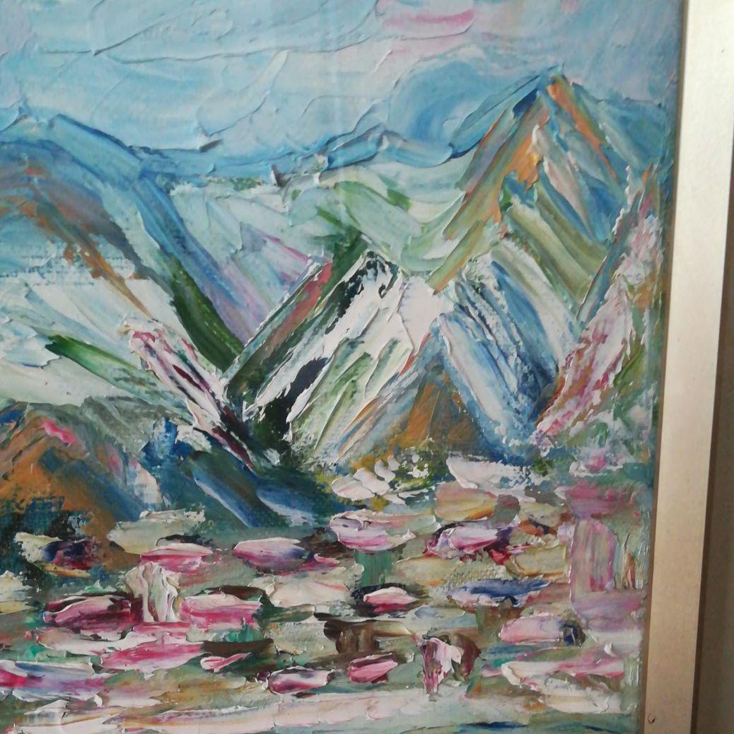 額装　額絵　風景画　サインあり