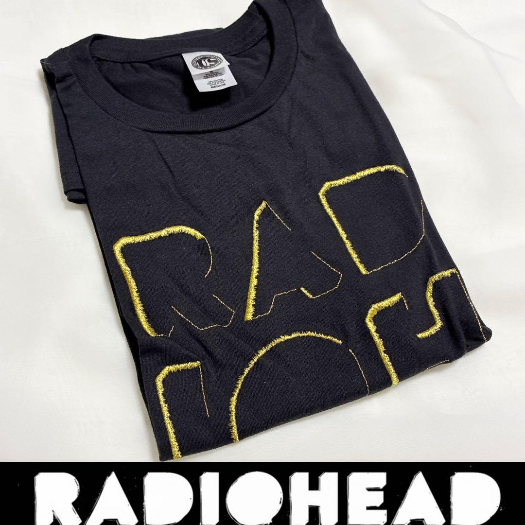 RADIOHEAD 刺繍レディオヘッド ゴールドししゅうTシャツ 黒 M