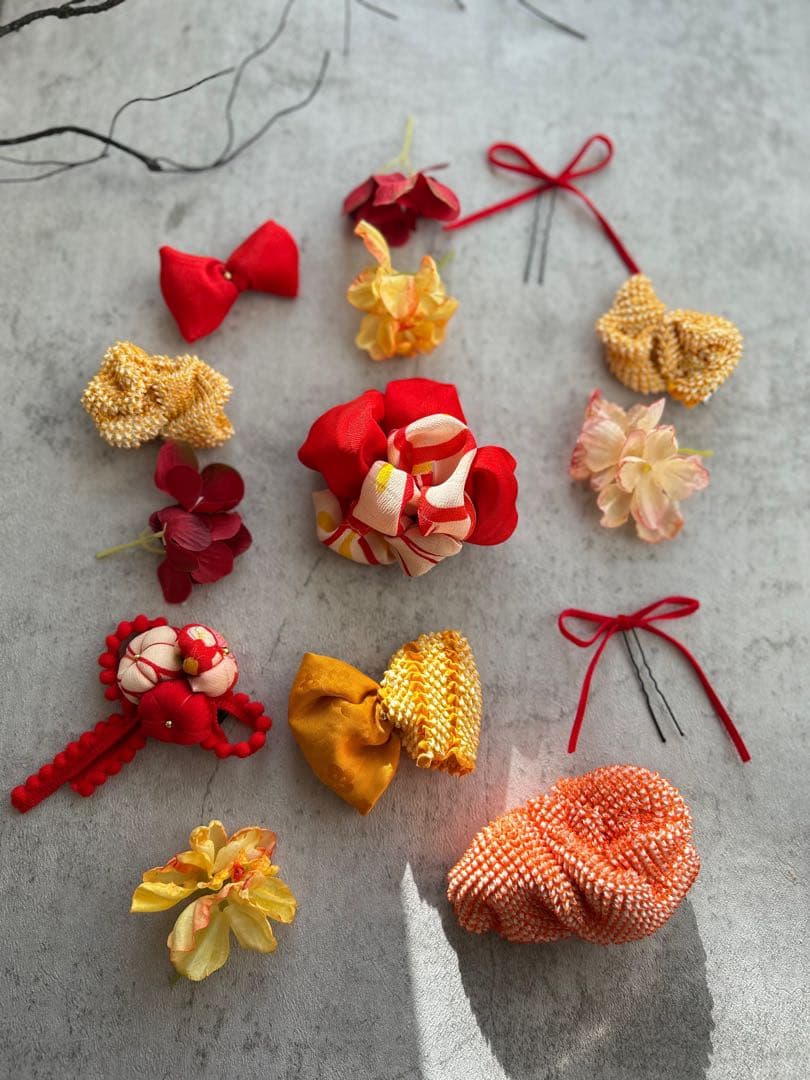 七五三　七五三髪飾り　ヘッドドレス　着物髪飾り可愛い黄色の髪飾り　036