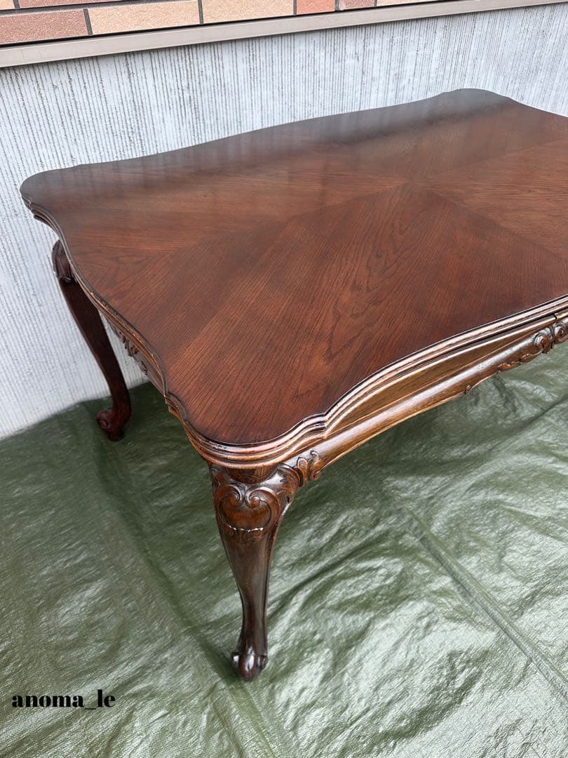 【ドローリーフテーブル】伸長式　猫足　エクステンションテーブル　ヴィンテージ◎