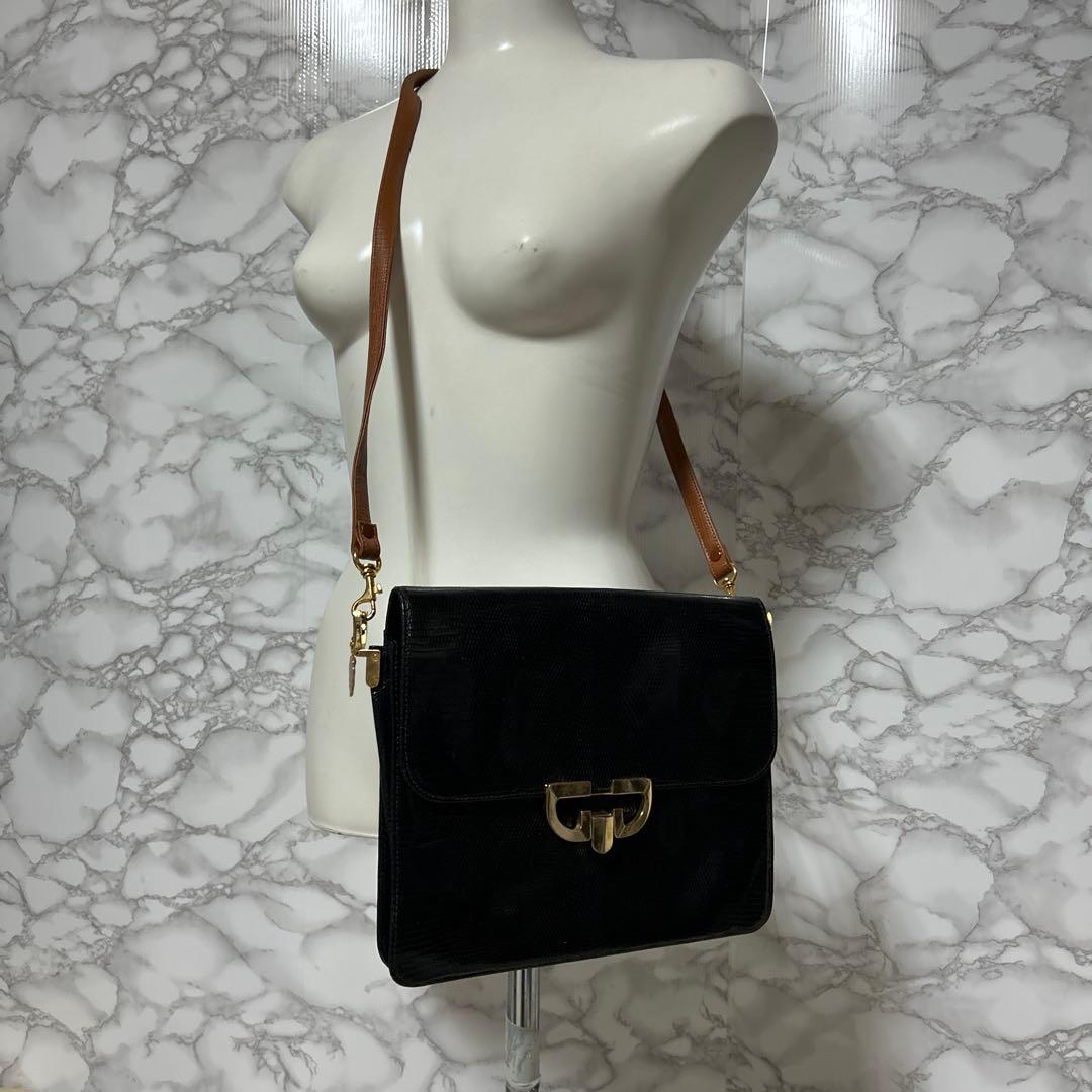 【希少】OLD GUCCI オールドグッチ　エキゾチックレザーショルダーバッグ