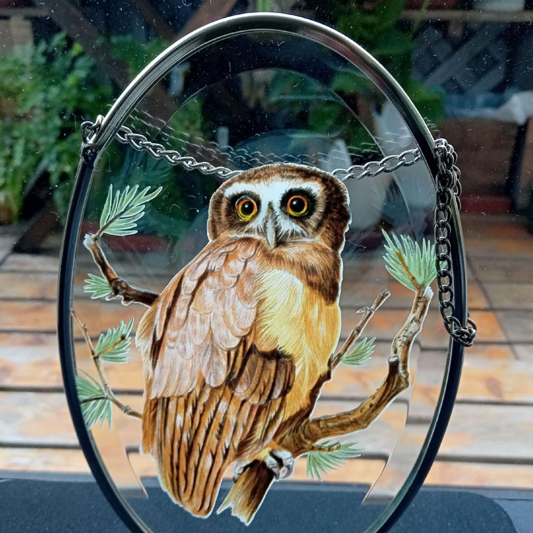 ライフォード社ステンドグラス ふくろう 梟フクロウ /グラスマスターズ トロント