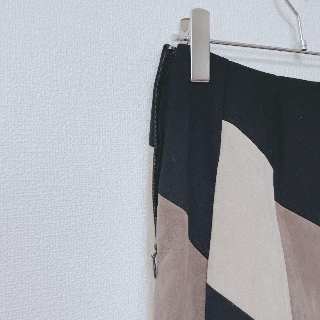 シビラ　スカート　フレア　毛100　スウェード風　日本製　総柄　ひざ丈　М