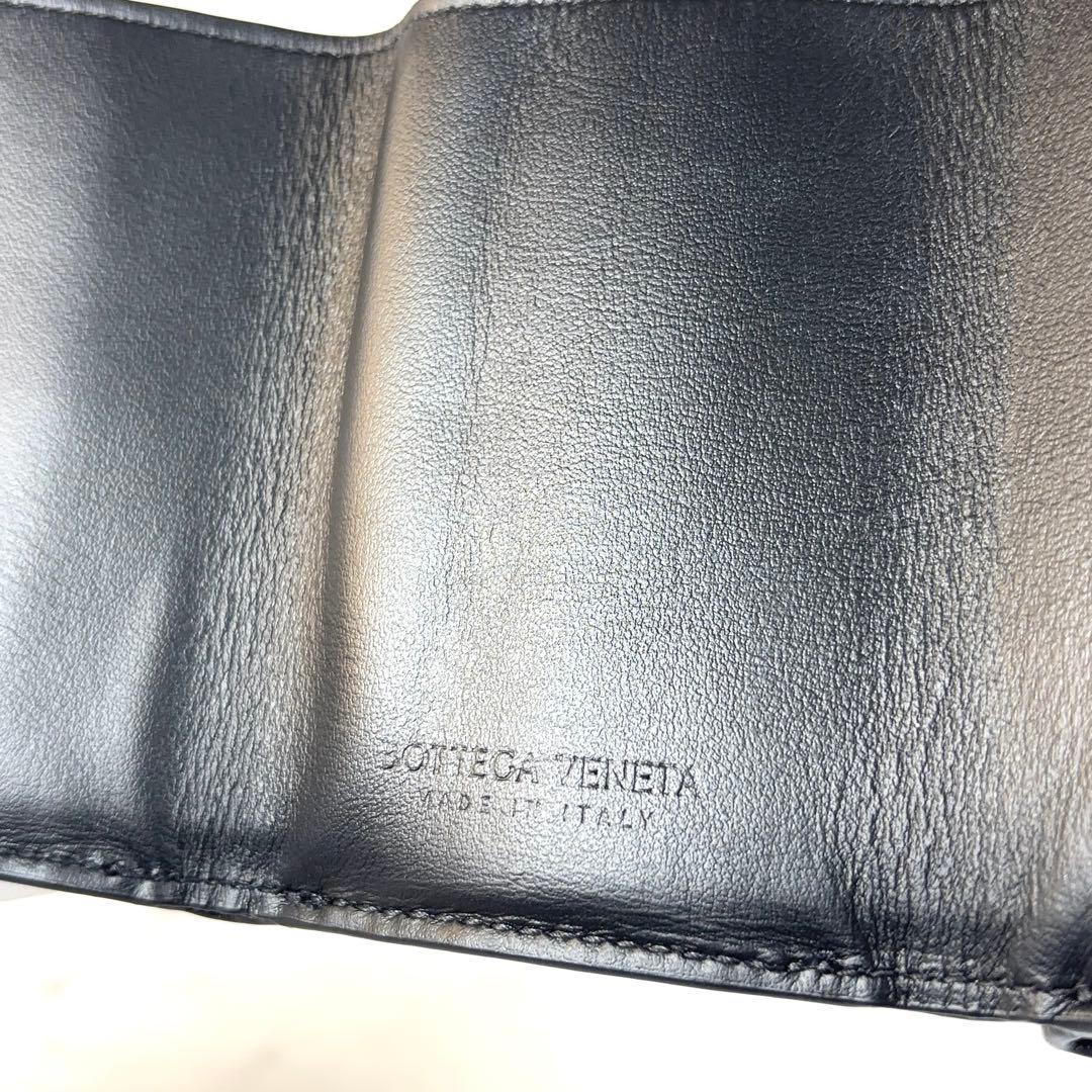BOTTEGA VENETA ブラック イントレチャート タイニー 三つ折り財布