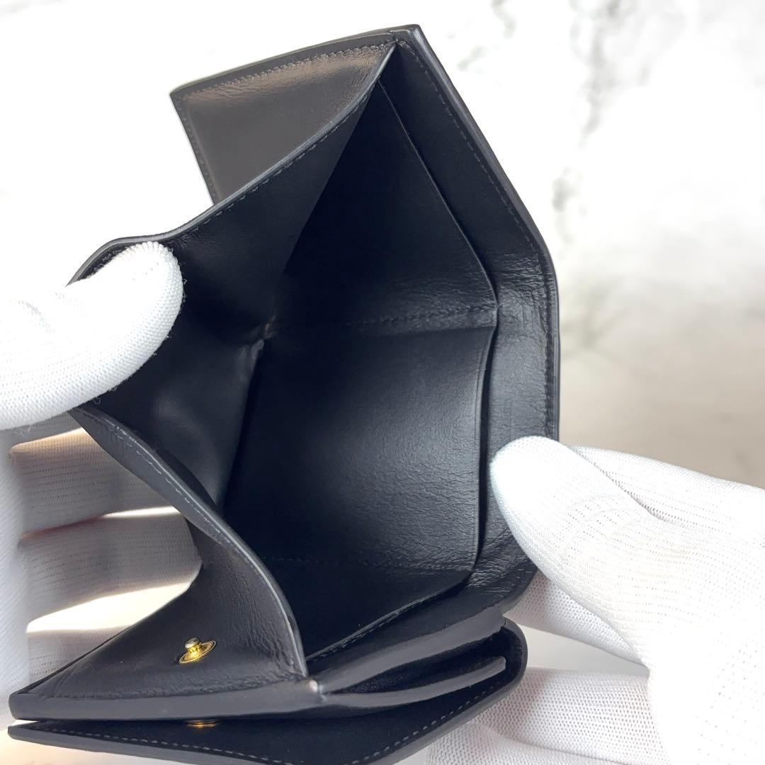 BOTTEGA VENETA ブラック イントレチャート タイニー 三つ折り財布