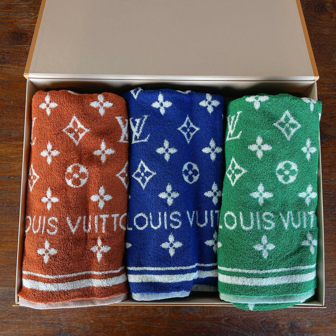 ルイヴィトン セルヴィエットセットLVマッチモノグラム グリーン バスタオル