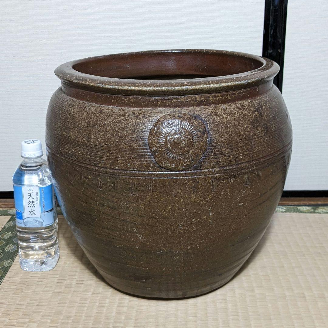 江戸末期 古備前 水屋甕 備前焼 水屋瓶 金魚鉢 メダカ鉢 火鉢 水槽 置物