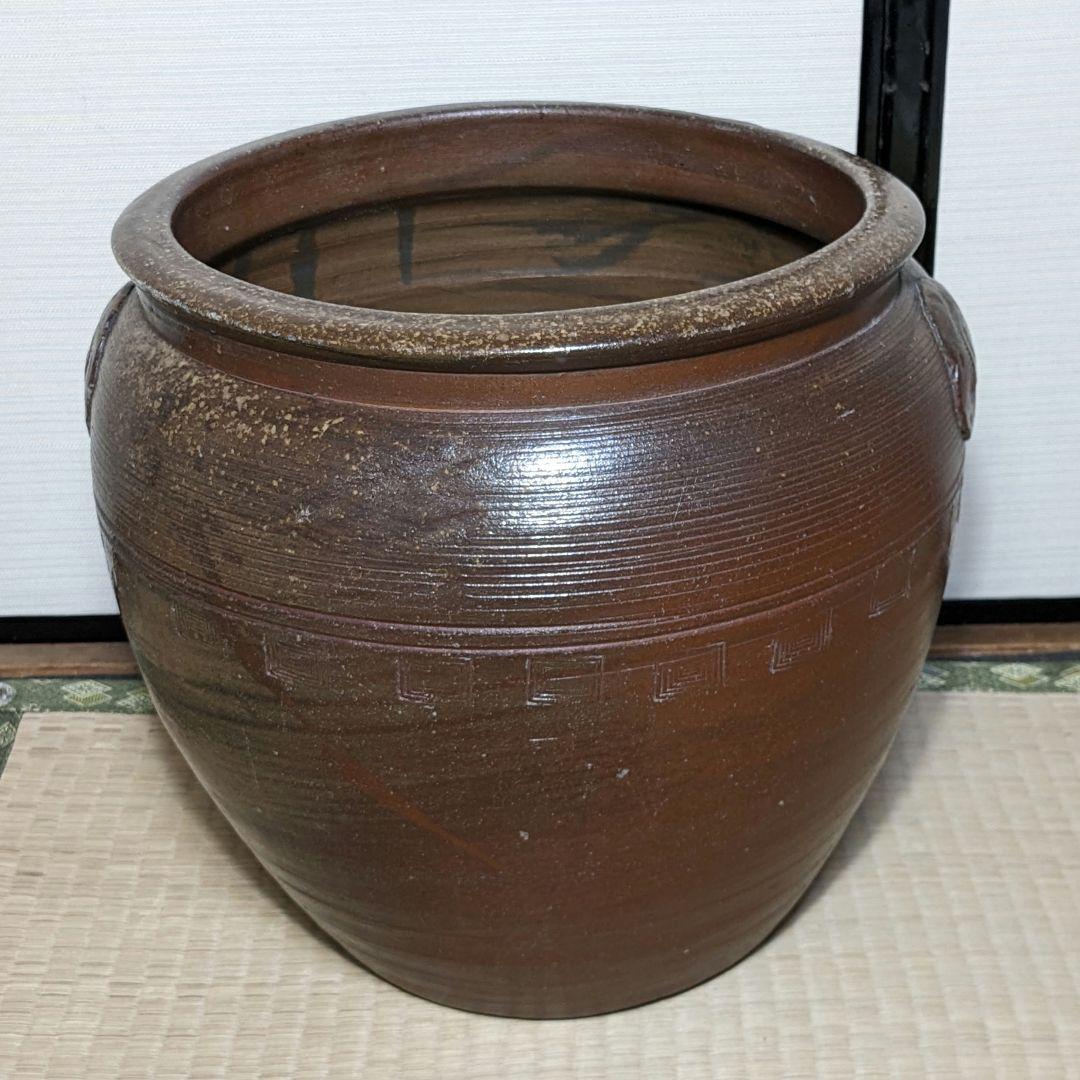 江戸末期 古備前 水屋甕 備前焼 水屋瓶 金魚鉢 メダカ鉢 火鉢 水槽 置物