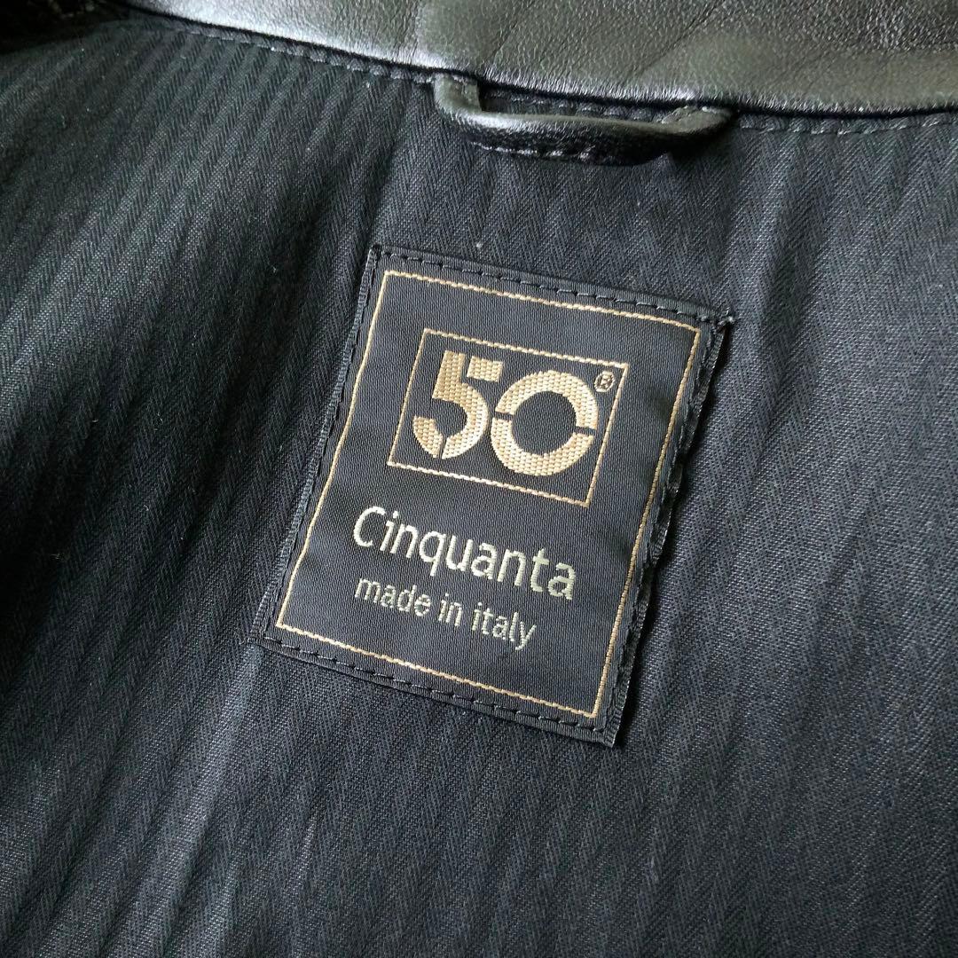 チンクアンタ Cinquanta スタンドカラーシングルライダース 44ブラック