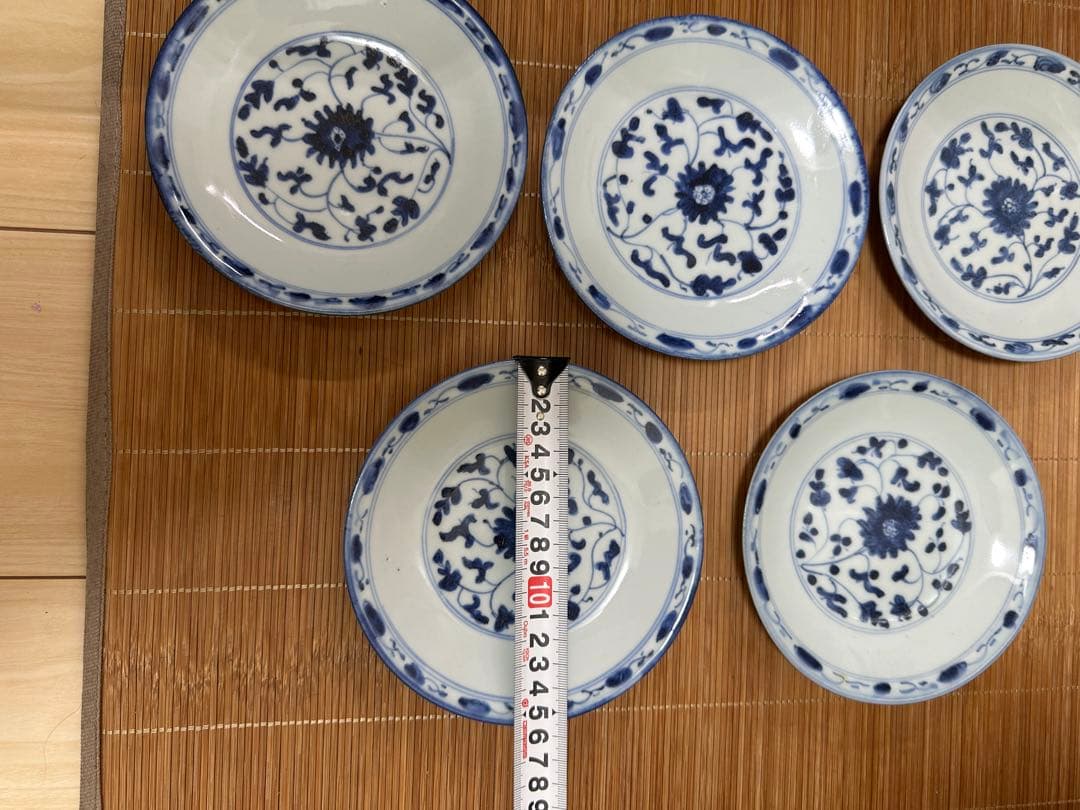 中国陶磁器　染付　清時代　清朝　大清乾隆￼年製￼ お皿5枚セット箱あり骨董古美術