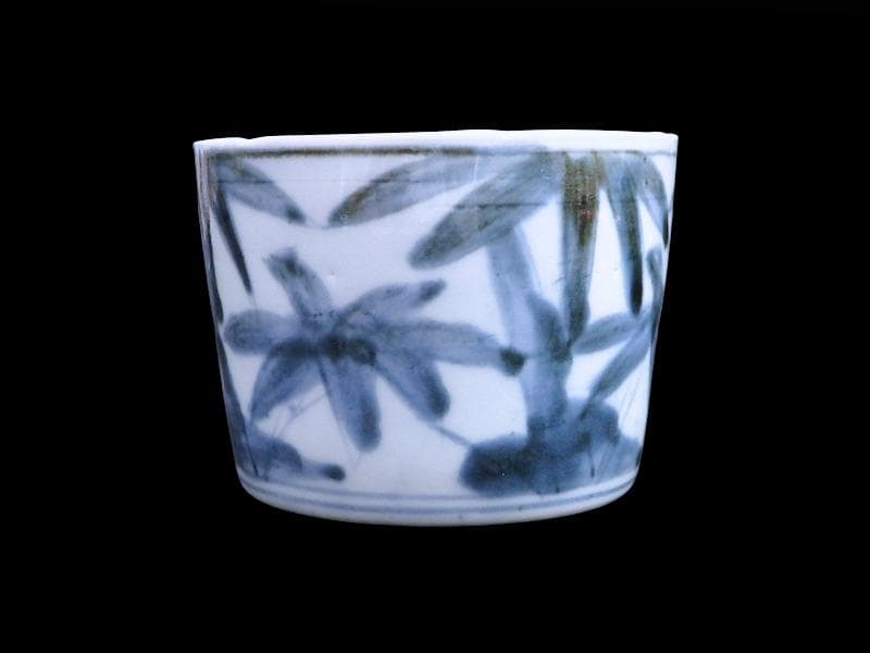 古伊万里　染付　竹笹の図　蕎麦猪口　D372AS-fbue