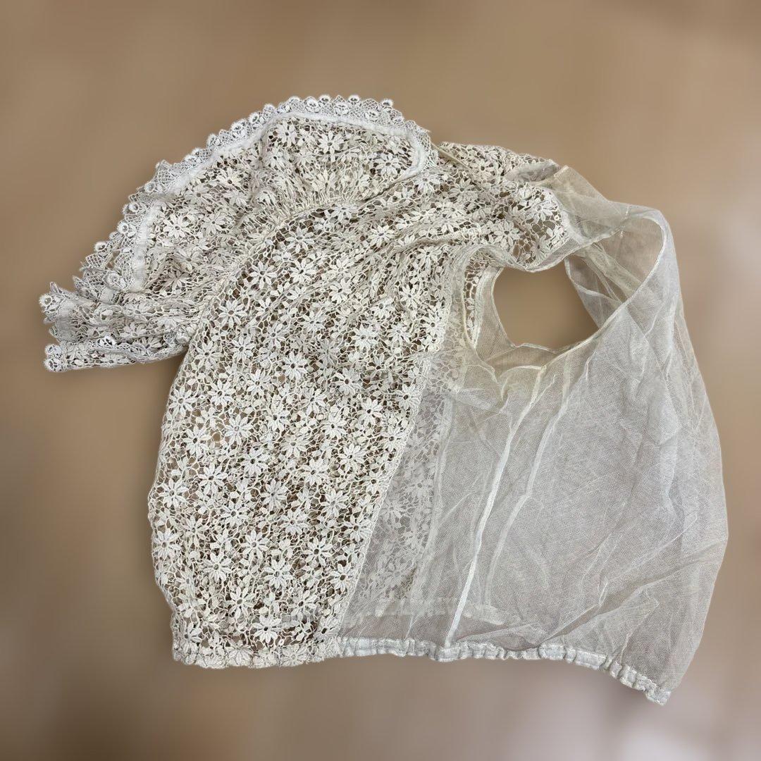 フランス　アンティークレース　ブラウス