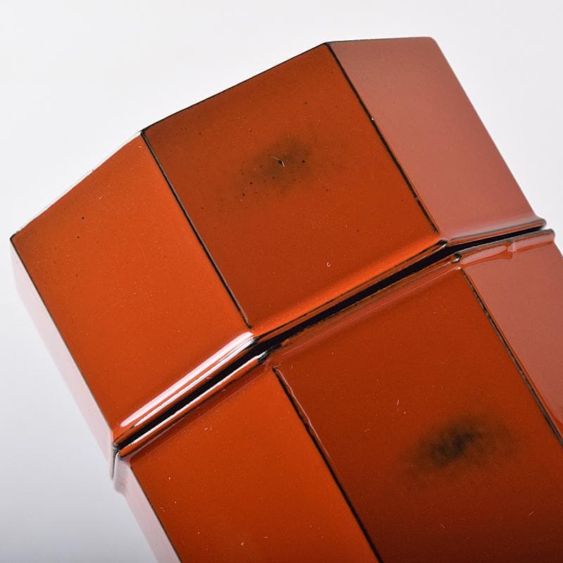 明窪田　中村宗哲作　根来塗八角棗　茶器　共布方谷浩明極め箱　M　R8737