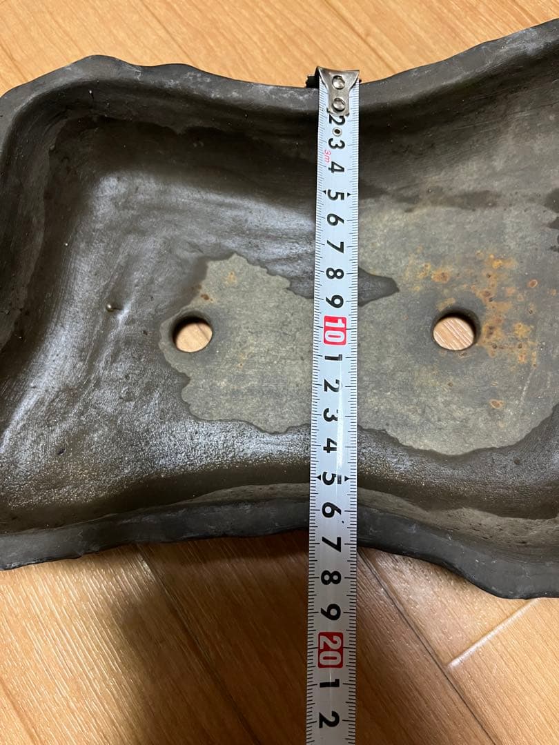 盆栽鉢　希少松皮　一点物　ヴィンテージ　手捻り鉢　1.3kg