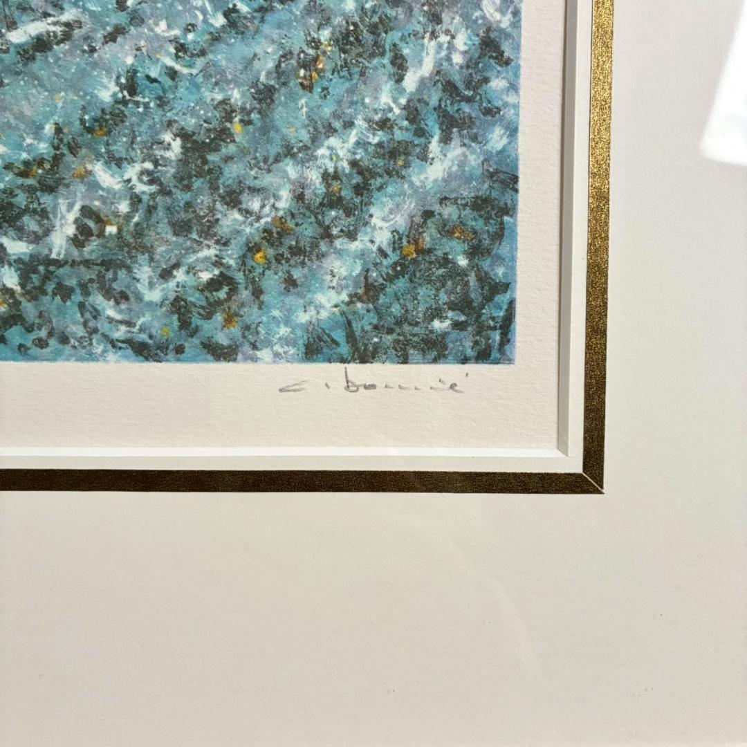 美品 アンドレ・ブーリエ「初雪」リトグラフ 直筆サイン入 額縁入り