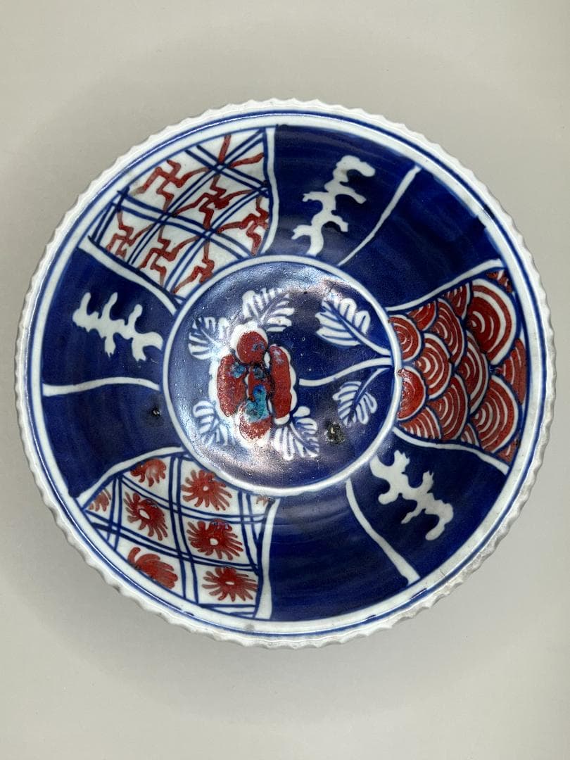 【海】中国美術　清代早期　青花釉裏桃文大碗　骨董品 時代品 美術品