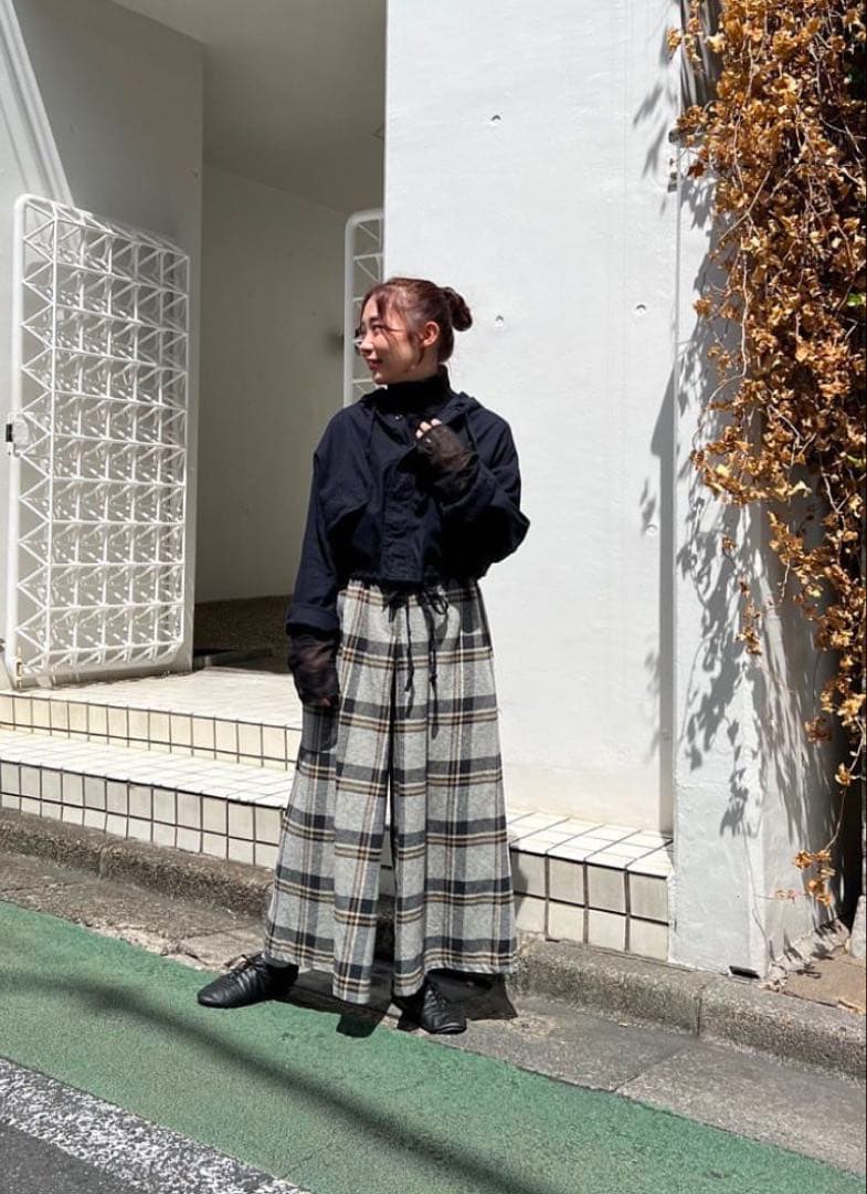 ふ*こ様 ネストローブ コットンヘビーツイルチェックキュロットパンツ