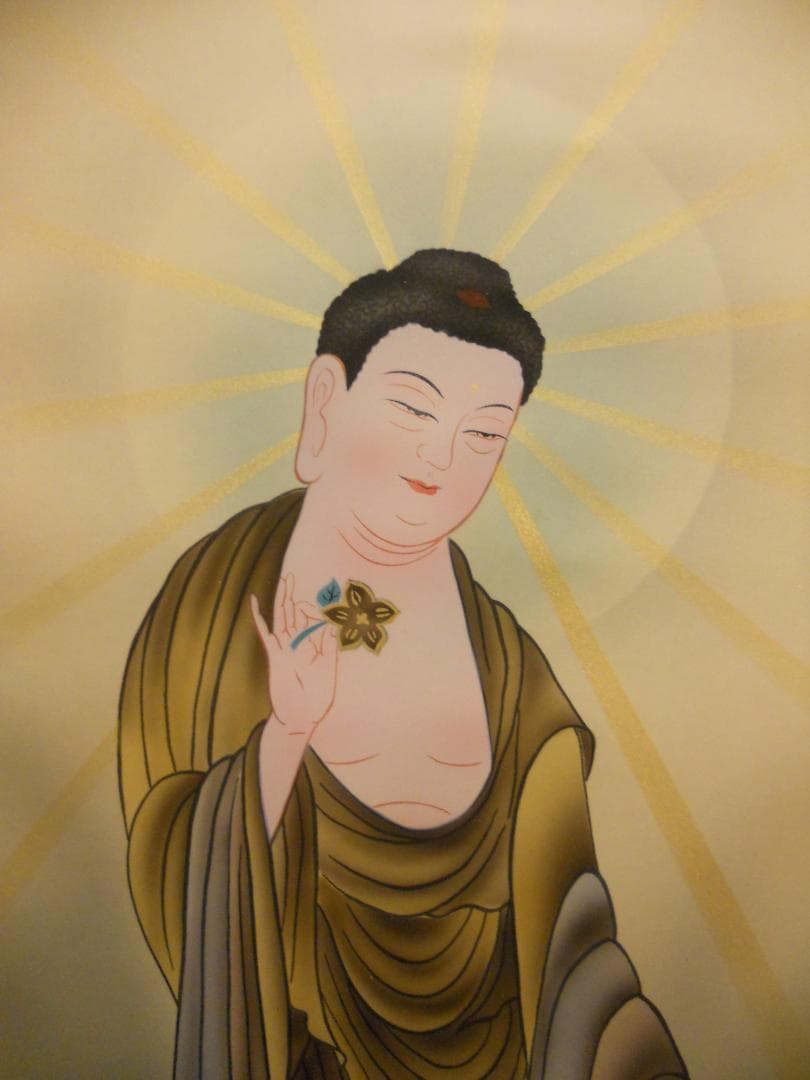 掛け軸 田中康浩 『 三尊佛 』 絹本 希少 軸装 茶道具 掛軸 美品 です。