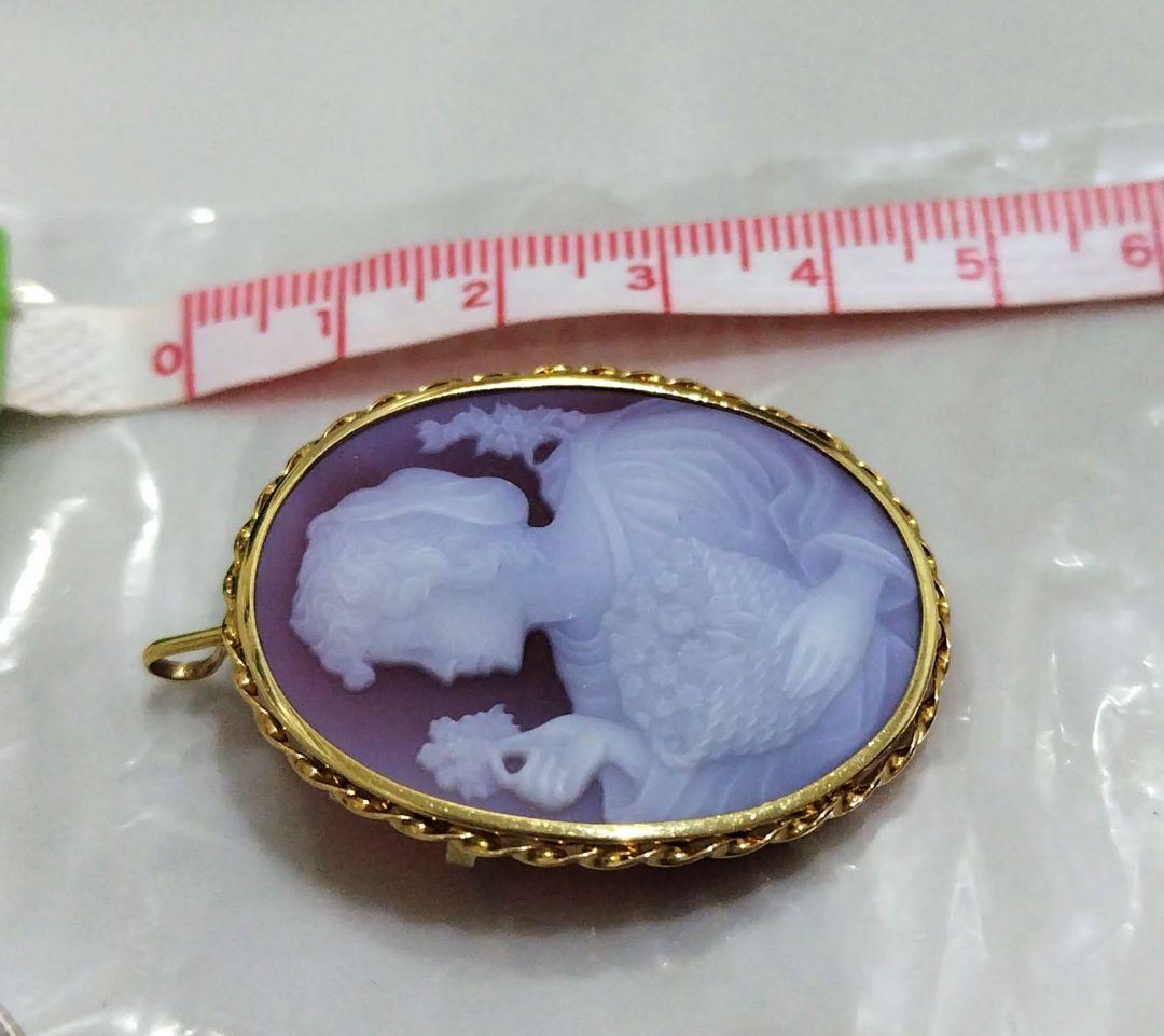 ★タイムセール★カメオ　メノウ　ブローチ　ペンダントトップ　2way　18K