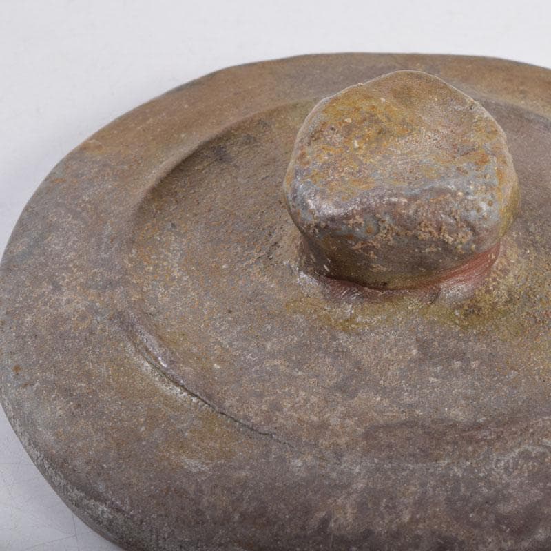 備前焼　木村利正作　双耳水指　共箱　C　8459A