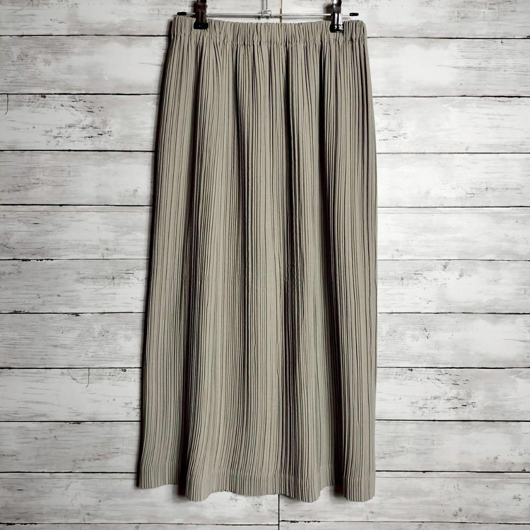 イッセイミヤケ プリーツプリーズ ひざ丈スカート ロング 灰色 グレー