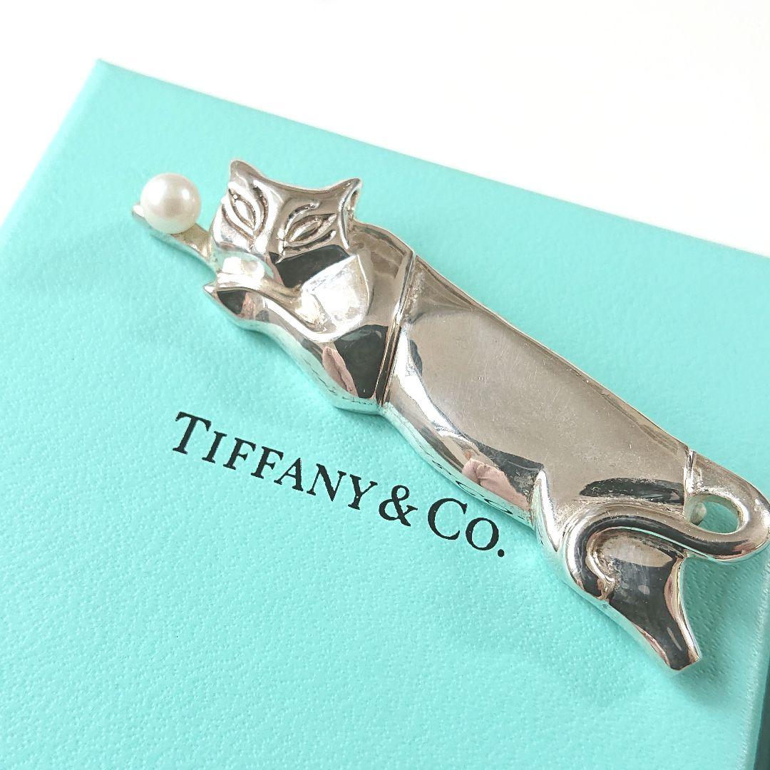希少◎◎ティファニー キャット パール ブローチ No.1150